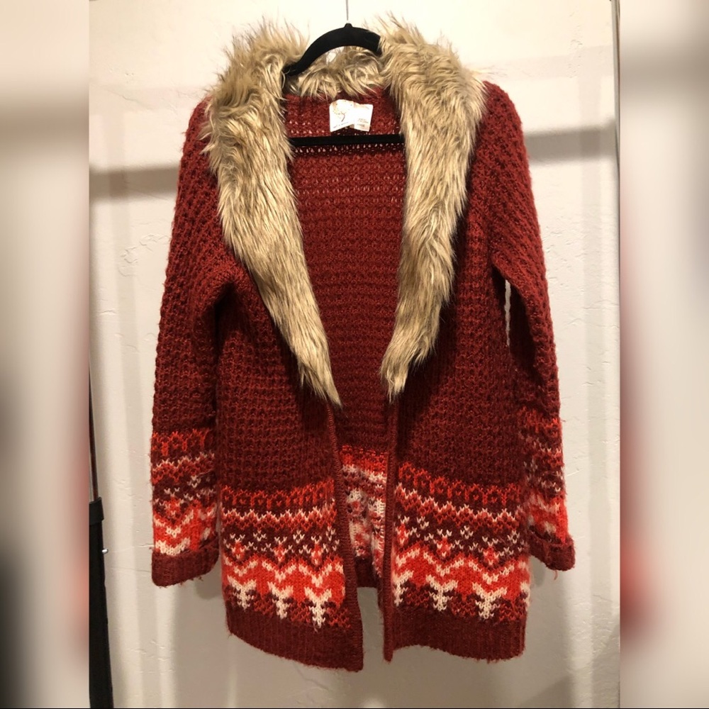 Faux fur cardigan